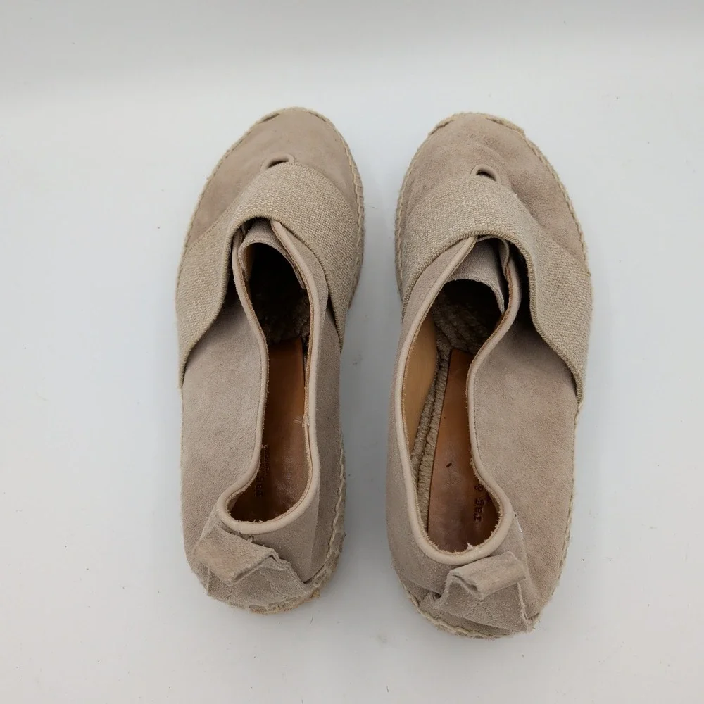 Rag‎ & Bone Nina Taupe Suede Platform Espadrilles Shoes Womens 9.5 39.5 Spain